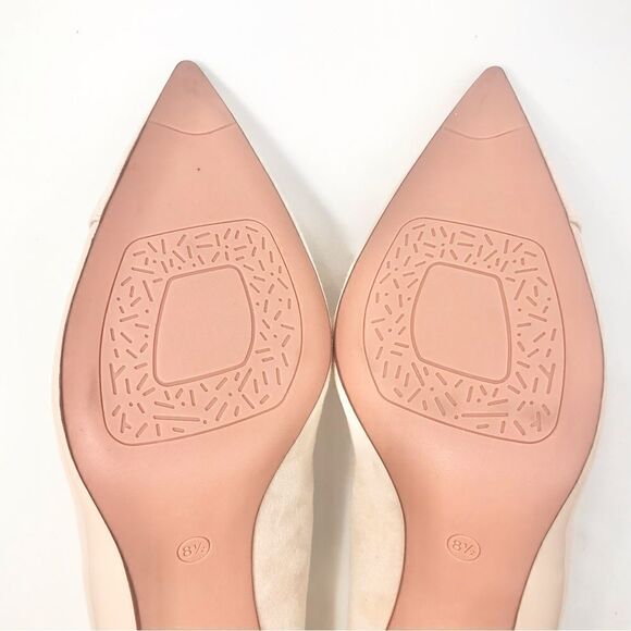 Coutgo Cream Patent Leather Faux Suede Pointed Toe Heels - Picture 9 of 11